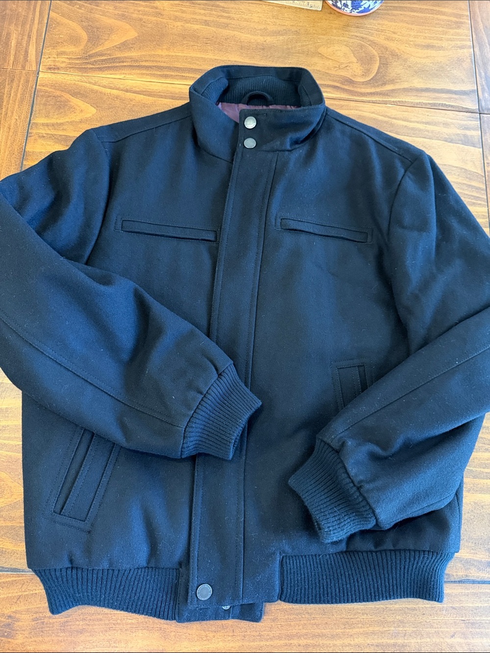 Men’s Large B lackLondon Fog Wool-Blend Bomber Jacket